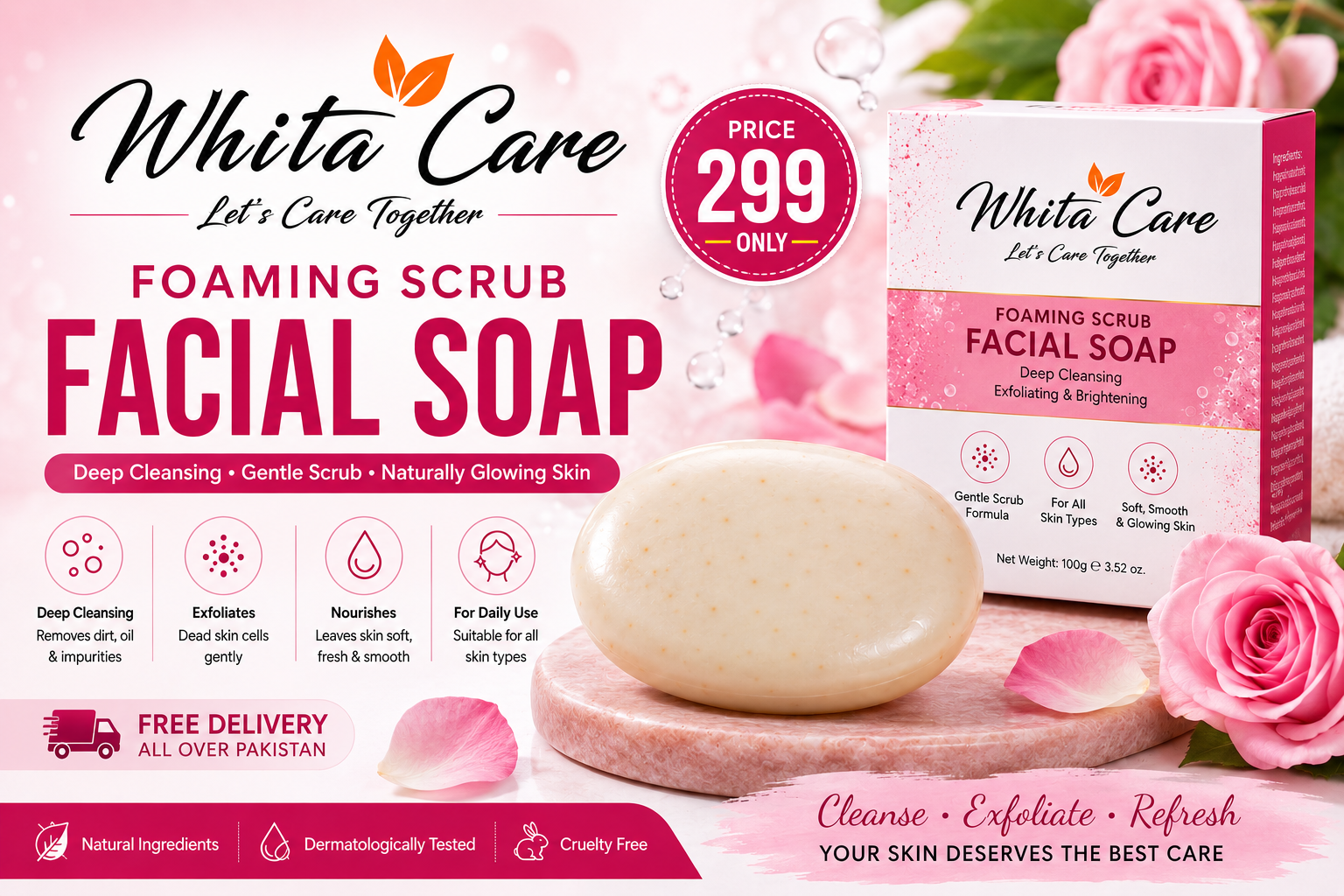Whita Care Foaming Scrub Facial Soap